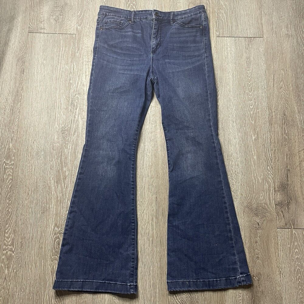 Sofia Vergara Melisa Flare Jeans Blue Cotton Denim Flare Stretch Women’s Size 14